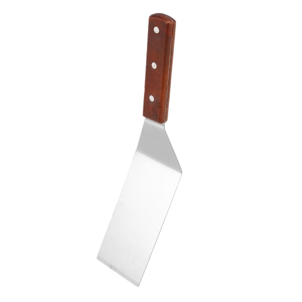 Platt stekspad i rostfritt stål med trähandtag Pizzaspad Steak stekspad Matlagning S