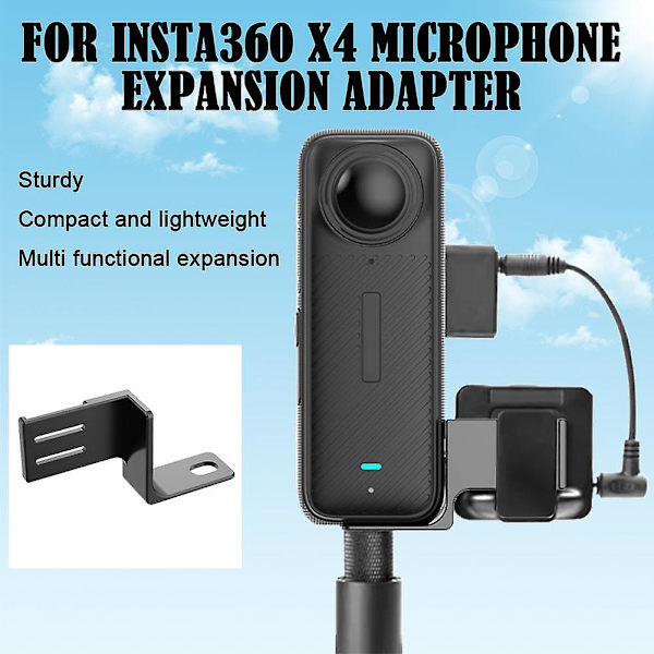 Insta360 X4 -kameran lisävaruste, mikrofoni, metalli, laajennuskiinnike, pidike + kaapeli