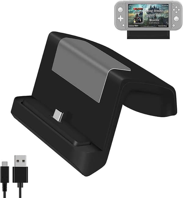 Ladedokk kompatibel med Switch/Switch Lite, USB Type C-ladedokk-stativ