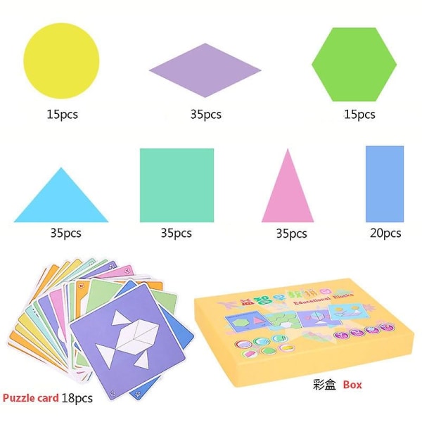190 stykker børnelegetøj Farve træpuslespil Smart Board Sæt Pædagogisk babylegetøj