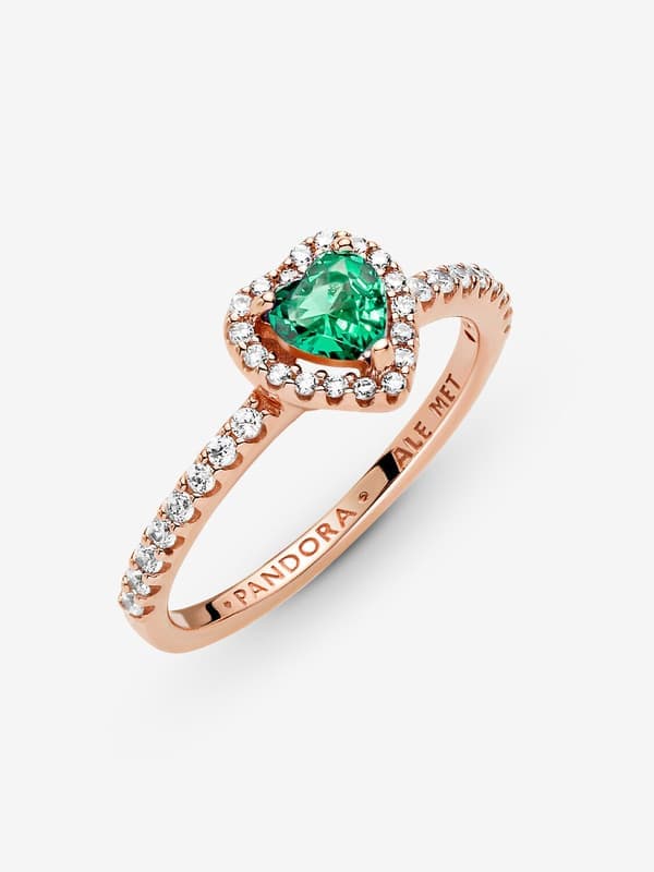 Pandora - Sparkling Elevated Heart Ring - 14k Rose Gold Plating Circumference Circumference: 52mm