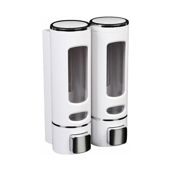 Vægmonterede sæbedispensere 400MLX 2 Dobbelt flydende sæbedispenser Manuel sæbedispenser Desinfektionsmiddel Shampoo Dispenser, Hvid White