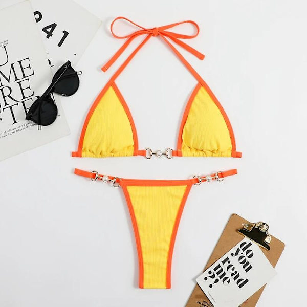 Sexig TwoPieces Bikini Set Dam Slumpmässigt print Bikini Set Push-Up Baddräkt Sandstrand Badkläder Baddräkt Green M