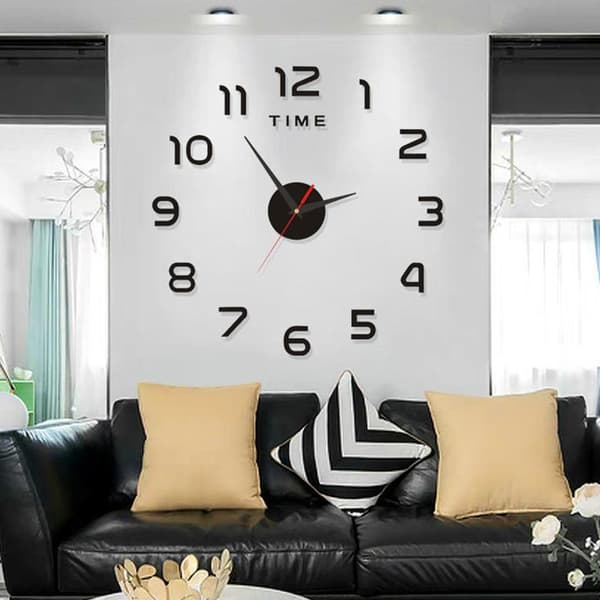 Bedroom Decoration Clock Large 2D Wall Clock Acrylic Mirror Sticker Red