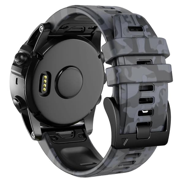Til Garmin Fenix 7X Camouflage Silikone Urrem Grey