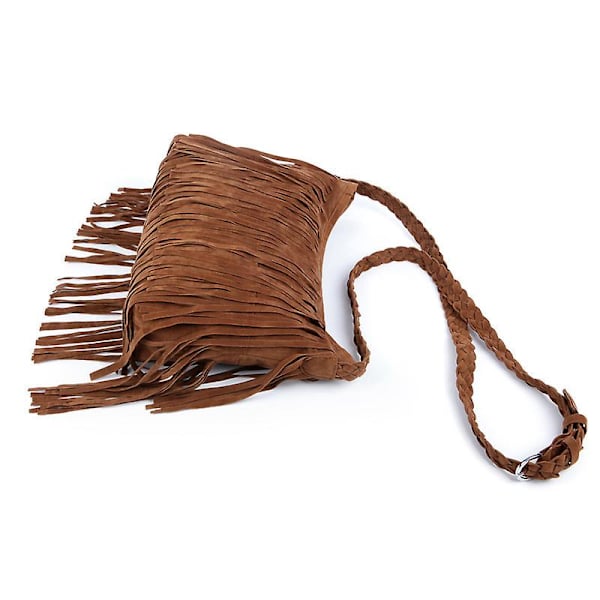 Tassel Damaxelväska Mode Läder Plysch Retro Crossbody Bag Damväska Brown