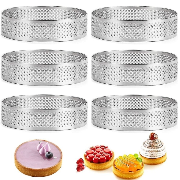 2-10 st rostfritt stål tårtring Non-stick rund fransk paj pannkaka mousse mould perforerad dessert dekorationsverktyg 2pcs 8cm