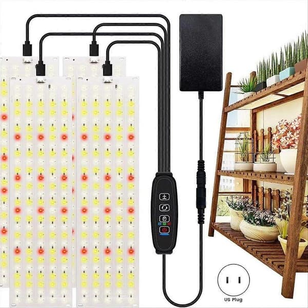 4PC Grow Panel Light Fuld Spektrum Dæmpbar Timer Plantelys Under Skab Vækstlampe til Indendørs