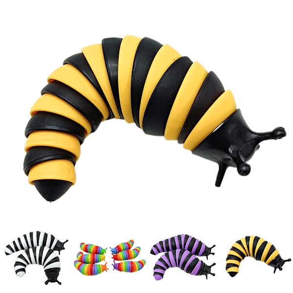 Sensoriska Slug Fidget Toys för barn Sensoriska Leksaker för autister Black  yellow