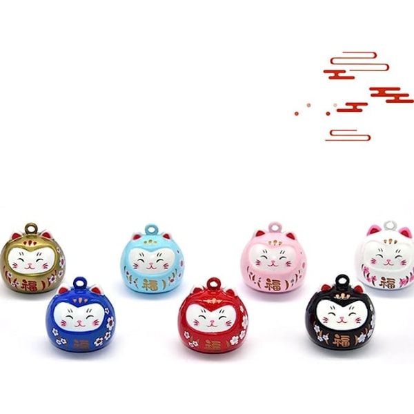 2 stk Cat Charms Lucky Cat Fortune Lucky Cat Ornament Mini Dyrefigurer Klokker Nøgleringe Cat