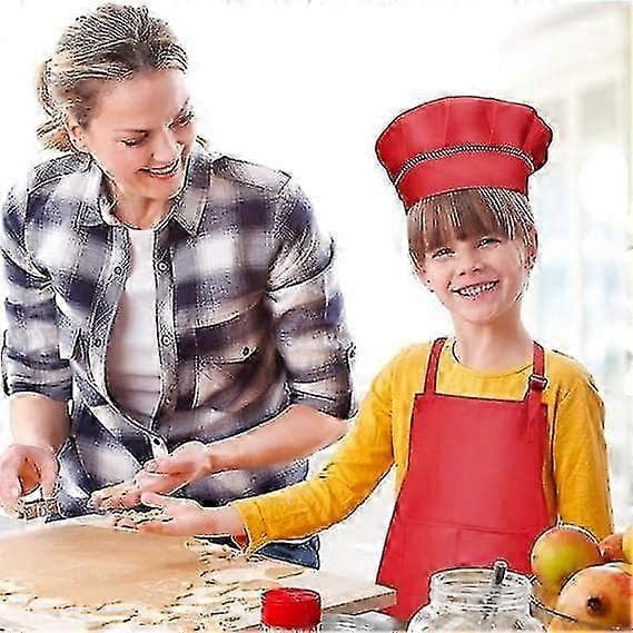 Kokkehatt og justerbart forkle for barn med 2 lommer for baking og matlaging