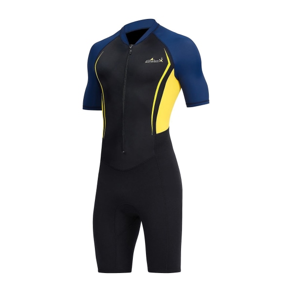 Herre Shorty Wetsuit Full Body Front Zip For Surf Spearfishing Xxl Gul