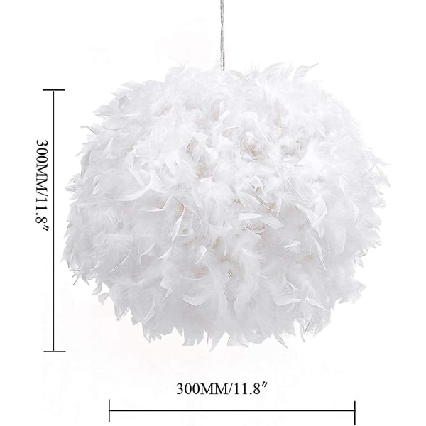 White Feather Ceiling Shade Pendant Ikke-elektrisk Shade Shade Reduserende Ring Pendant For Stue Spisestue 30cm