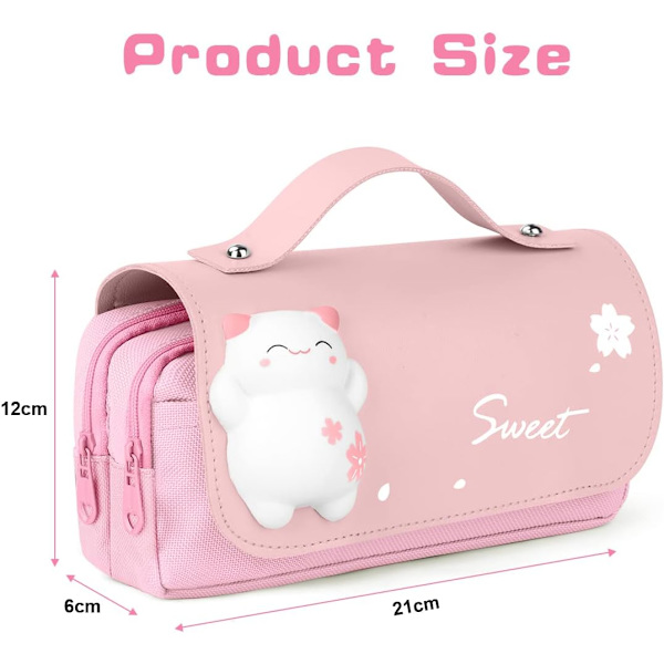 Suuri tilavuus Lyijykynäpussi Useita multi Toimistotarvikkeet Stress Release Penaali Case Tytöt Pojat Teinit Säilytys Lahjat Pinkki Pink
