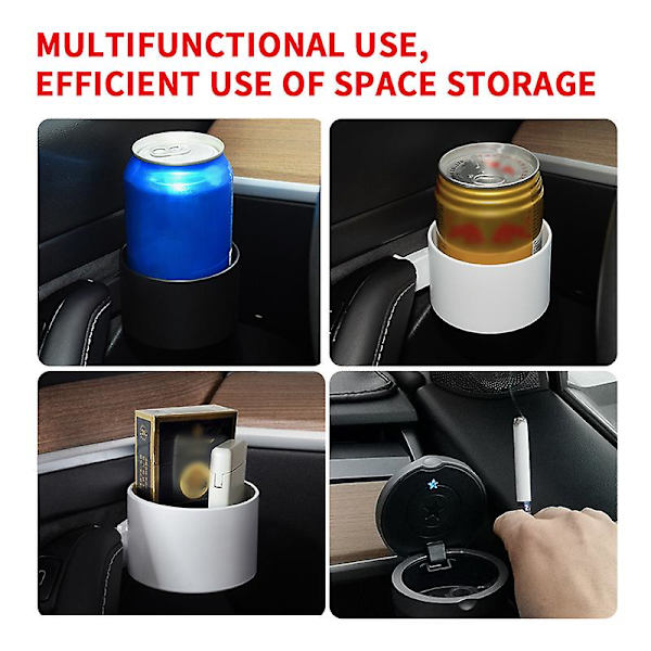For Tesla Model 3 Y Bilkoppholder Oppbevaringsboks for kjøretøy Auto Innvendig dørfeste Drikkerangering Kaffevannflaskestativ Svart Hvit - Drikkeholdere Black Left and Right