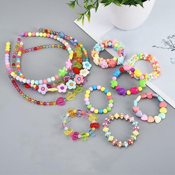 Gör-det-själv handgjorda pärlor barnleksak Kreativa lösa distanspärlor Hantverk Tillverkning Armband Halsband Smyckessats Girl Toy Present 1