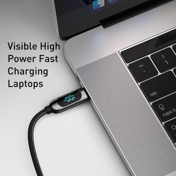 BASEUS Display Hurtiglading USB-C til USB-C 100W 2m svart