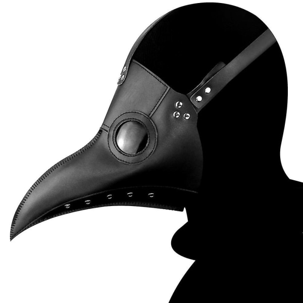 Plague Doctor Black Death Mask Læder Halloween Steampunk Pu Carnival Cosplay Voksen De Peste Brillemaske for voksne Grim Reaper