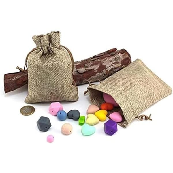 30-pack Intckwan Juteväskor 10x15cm Små Presentpåsar med Snöre