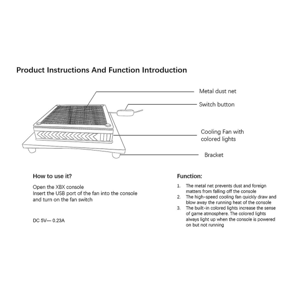 Jäähdytystuulettimen yhteensopiva Xbox Series X ulkoisella USB portilla ja Rgb-värisellä LED-valolla, jäähdytysteline