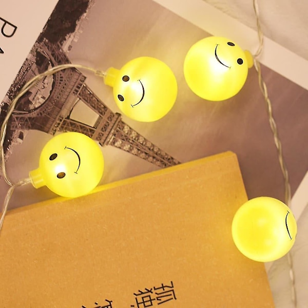 1,5 m 10 LED-lys Smiley Face Fe-lyskæde Batteridrevet Børneværelsesdekoration Lys Nytår