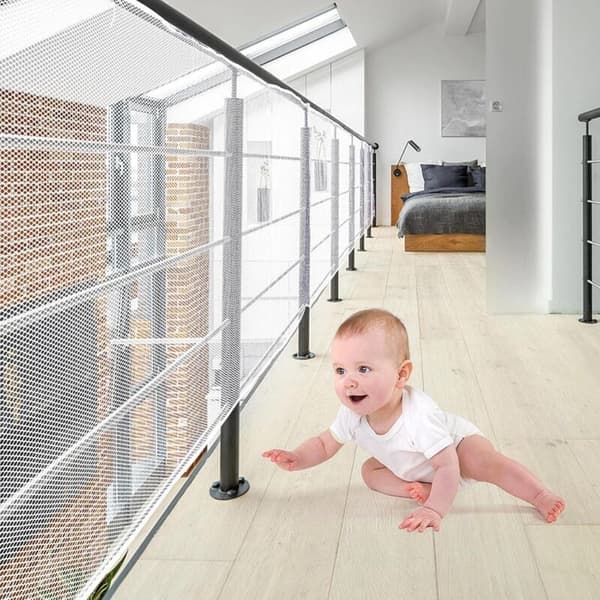 Sikkerhedsnet til trapper, Sikkerhedsnet, Balkon Trappe Sikkerhedsnet, Trappegelænder Net, Trappenet, Balkon Sikkerhedsnet Black