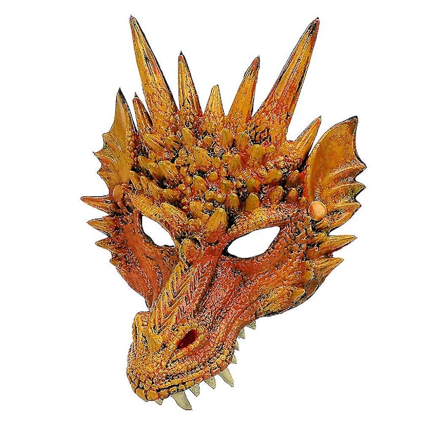 Halloween Cosplay Full Mask Vuxen Festrekvisita 3d Dragon Mask Yellow