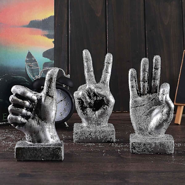 Knfe Hånd Finger Gest Skrivebord Statuer Fingre Skulptur Kreativt Hjem Stue Skap Hylle Dekorasjon--ok Gest i gull