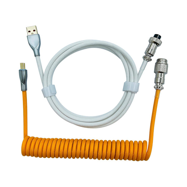 Kierretty USB C-kaapeli pelinäppäimistöön Kaksiholkkinen mekaaninen näppäimistökaapeli irrotettavalla metallilla 1,5 m USB-c USB-a-liittimeen Yellow