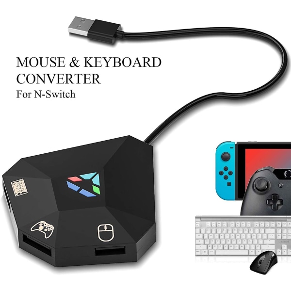 Tastatur- og musadapter kompatibel med bryter kablet usb-tilkobling kompatibel med PS4, Xbox One, Ps3, Xbox 360