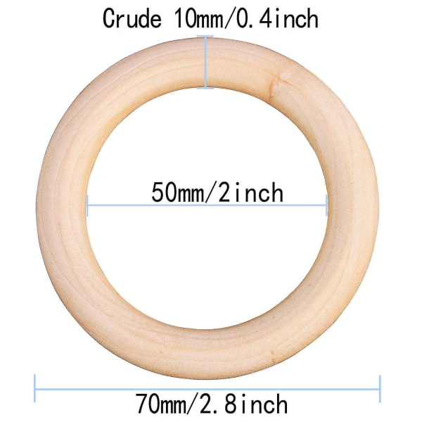 10 st Macrame träringar 70 Mm/2,7 tum massiva stora träringar för gör-det-själv hantverkshängande kopplingar Smycketillverkning