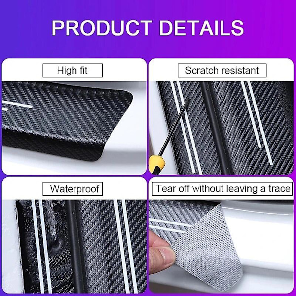 Moottoriajoneuvojen osat 4 kpl Auton oven kynnysraapaussuoja Trim Scratch Skoda Octavia Kodiaq Fabia Superb Auton lisävarusteet