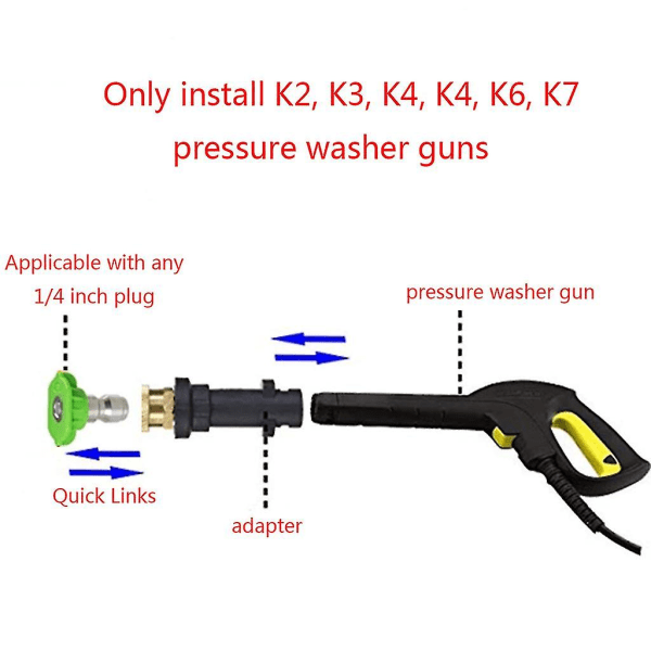 Højtryksrenser pistol lynkobling til Karcher K2 K3 K4 K5 K6 K7 adaptere