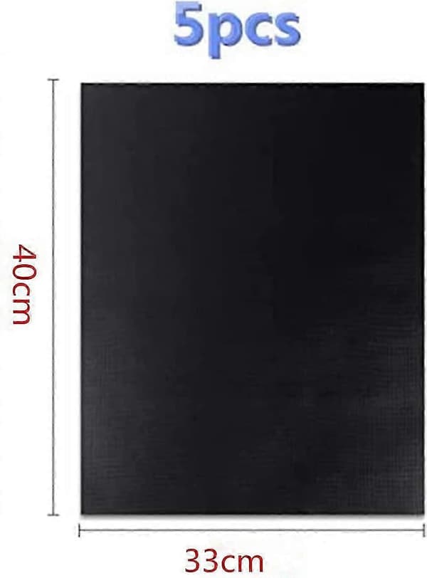 BBQ Grillmatte, 100 % gjenbrukbar non-stick, 40 * 33 cm, 5-pakning (nye materialer)
