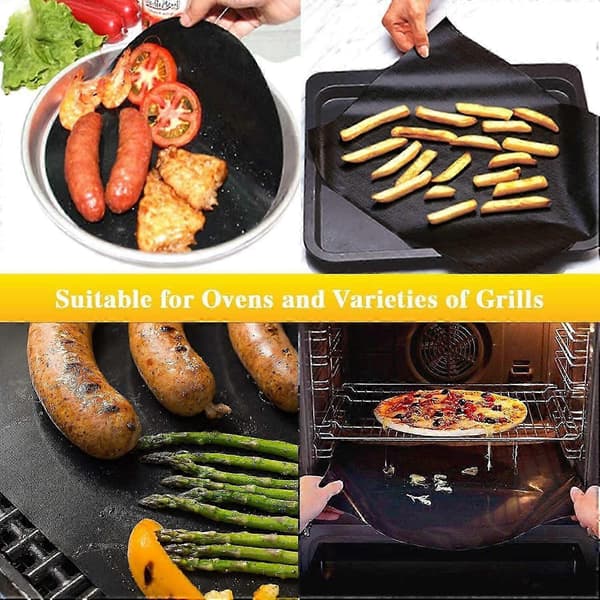 BBQ Grillmatte, 100 % gjenbrukbar non-stick, 40 * 33 cm, 5-pakning (nye materialer)