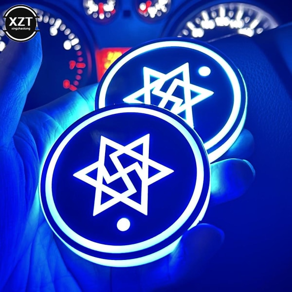 2kpl Universal Valoisa Auton Vesikuppilasin pidike 7 Väriä USB lataus Led Auton Sisustus Ilmakehä Valo Coaster| | K