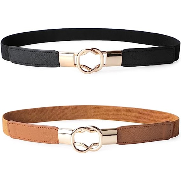 2 pakke 3 pakke kvinner retro elastisk stretchy metallspenne magert midjebelte 1 tommer bredt