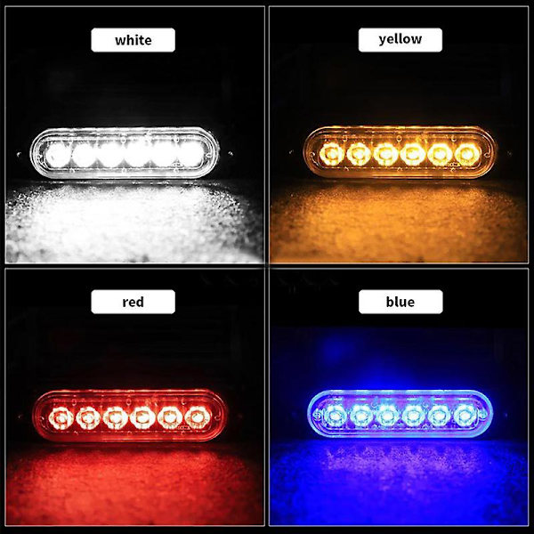 6/12led Strobe Varsellys Billig Strobe Grille Blinkende Lightbar Lastebil Bil Beacon Lamp Amber Trafikklys 12v 24v Billys - Varsellys Assem 6LED Blue
