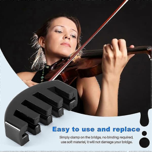 Gummi Mute lyddæmper 4/4 Violin Fiddle let øvelse Sort