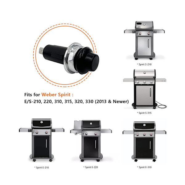 Weber 70189 Weber Tenningsknapp Spirit E/S Gassgrill 7642 og 7643 Reservedeler [YATOUT] Weber70189 ignition switch