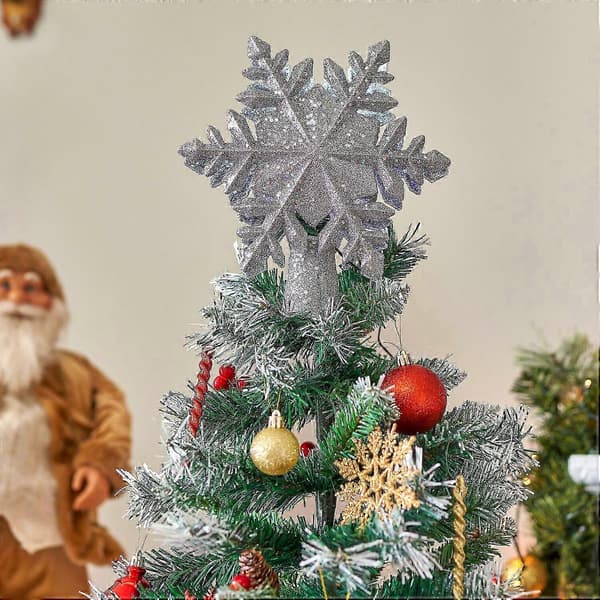 Juletrepynt med LED roterende snøfnuggprojektor Juletrepynt US plug Snowflake silver