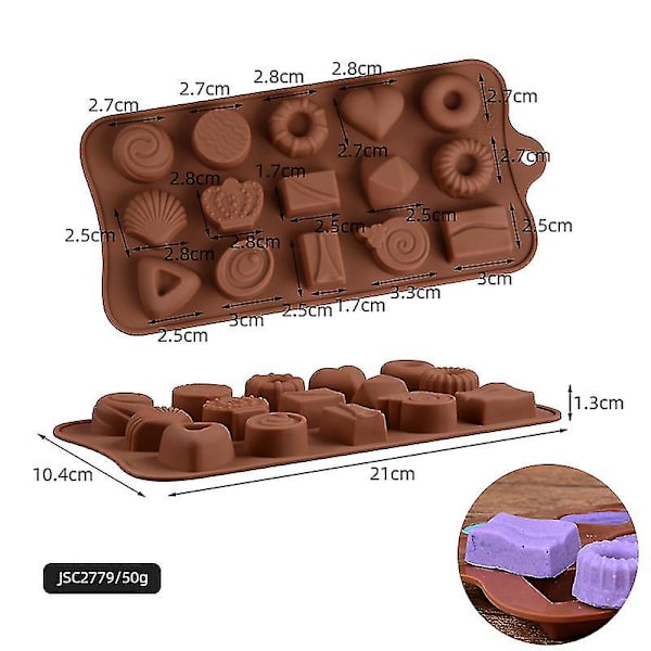 ECELEN Multi-form (slumpmässig färg) Diverse silikonchokladformar, livsmedelsgodkänd mould för choklad, godis, gelé, iskub. A1 Multi-Style