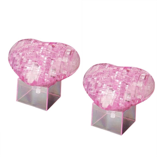 3D krystalpuslespil Sød kærlighedsmodel DIY-gadgetblokke byggelegetøj（par） Pink 18*13.5*4cm