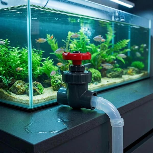 Akvarium grindkontroll rött handhjul PVC grindkontroll kompakt White 32MM