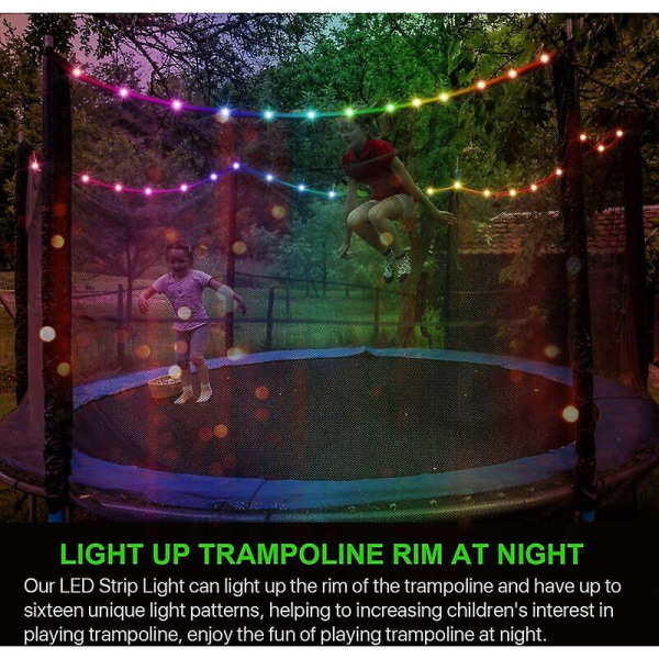 Led trampolinelys, fjernkontroll LED-lys for trampolinetrampolin, 16 fargeendring av deg selv, vanntett, superlys for utendørs natt