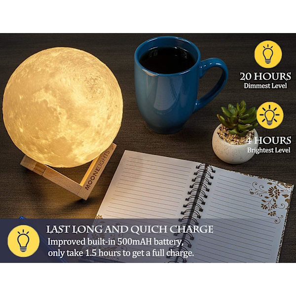 Lampe personlig 2023 oppgradering 3D 16 farger månelys 15 cm med fjernkontroll for trestativ