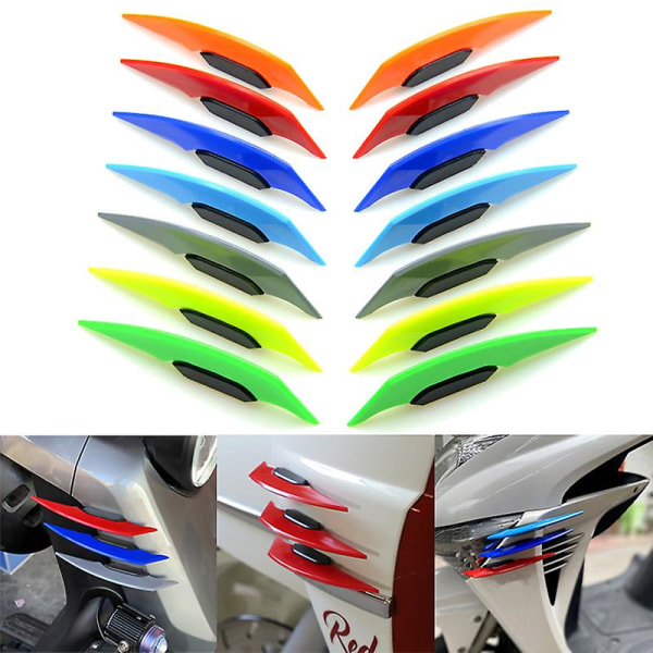 2st Universal Motorcykel Adhesive Dekoration Sticker Winglet Aerodynamisk Spoiler Wing Motorcykel Exteriör Refitting Tillbehör| | Orange