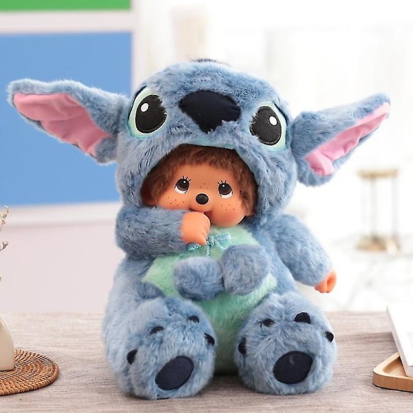 Sarjakuva Monchhichi Stitch Pehmo-nukke Kawaii Pehmeä pehmolelu lapsille