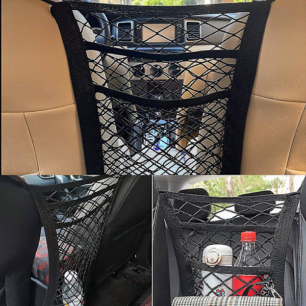 3 lager Bilförvaring Nätväska Organizer Hållare Mesh Säte Rygghängare Trunk Krokar String Kit Auto Interiör Tillbehör Till Bil| | 1