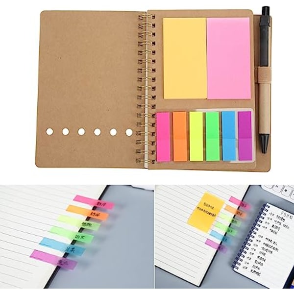 Coil Notebook, 70 sidor Portabla dubbelspolar Trådbundna anteckningsböcker Studentanteckningsblock med instickspenna Business Office Stationery (kaffe)